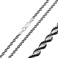 Neuf - Collier Chaîne Torsadée 2,3 Mm Argent 925 Deux Tons Noir Rhodium 50 Cm - Colliers/Chaînes