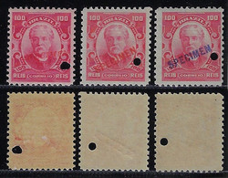 Brazil 1915 Stamp 100 Réis Eduardo Wandenkolk Specimen 3 Different Overprint Mint Admiral Politician Minister Of Navy - Ongebruikt