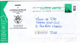 Entier Postal PAP Repiqué Privé Département De Seine Maritime Mairie De Longuerue Buste De Marianne - Prêts-à-poster:private Overprinting