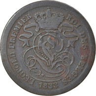 Monnaie, Belgique, Leopold I, 2 Centimes, 1833, TB+, Cuivre, KM:4.1 - 2 Centimes