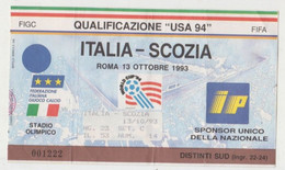 Italia -Scozia Del 13/10/1993 - A Roma, Qualificazioni USA '94 - Calcio, Ticket / Biglietto Stadio 001222 - Match Tickets