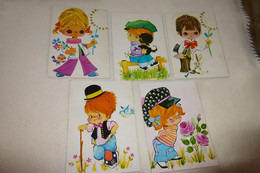 LOT DE 5  ILLUSTRATIONS .....JEUNES ENFANTS ..FLEURS ET ANIMAUX - 5 - 99 Cartes