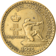 Monnaie, Monaco, Louis II, Franc, 1924, Poissy, TTB, Aluminum-Bronze - 1922-1949 Louis II