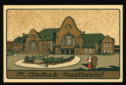Steindruck ? AK Um 1915 M. Gladbach Mönchengladbach Hauptbahnhof HBF Bahnhof, Ungelaufen - Mönchengladbach