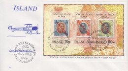 Enveloppe  FDC  1er  Jour   ISLANDE   Bloc   Feuillet   Journée  Du  Timbre  Vol  ROME - USA  1993 - FDC