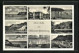 AK Glücksburg, Schloss, Yachthafen, Badestrand - Gluecksburg