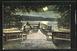 AK Eutin, Gasthaus Zum Uglei, Mondnacht Am Uglei-See, Partie An Der Angelbrücke - Eutin