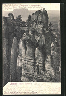 AK Lohmen /sächs. Schweiz, Basteibrücke - Steinschleuder - Bastei (sächs. Schweiz)