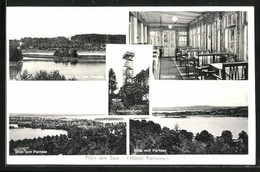 AK Plön, Hotel Parnass Bes. F. Koschinski, Aussichtsturm - Plön