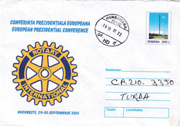 A9652-  EUROPEAN PRESIDENTIAL CONFERENCE BUCHAREST 2001 ROTARY INTERNATIONAL ROMANIA COVER STATIONERY, HUNEDOARA 2001 - Autres & Non Classés