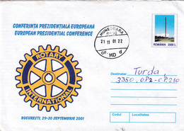 A9653- EUROPEAN PRESIDENTIAL CONFERENCE BUCHAREST 2001 ROTARY INTERNATIONAL ROMANIA COVER STATIONERY, HUNEDOARA 2001 - Rotary Club