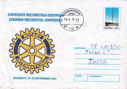 A9654- EUROPEAN PRESIDENTIAL CONFERENCE BUCHAREST 2001 ROTARY INTERNATIONAL ROMANIA COVER STATIONERY, HUNEDOARA 2001 - Andere & Zonder Classificatie