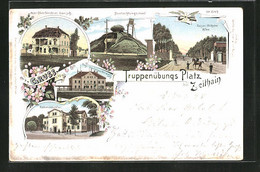 Lithographie Zeithain, Alte Oberörsterei Gorisch, Kommandantur, Kaiser Wilhelm Allee - Zeithain