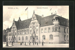AK Wesel A. Rh., Strassenpartie Mit Kaiserl. Postamt Und Passanten - Wesel