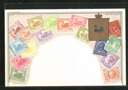 AK Briefmarken Und Wappen Von Western Australia - Briefmarken (Abbildungen)