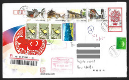 China Registered Cover With Streets & Birds Recent Stamps Sent To Peru - Used Stamps