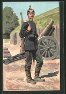 Künstler-AK Anton Hoffmann - München: Soldat Der Feld-Artillerie In Uniform Mit Pickelhaube - Hoffmann, Anton - Munich