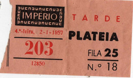 CINEMA IMPERIO -PLATEIA -FILA 25  Nº 18 - Biglietti D'ingresso