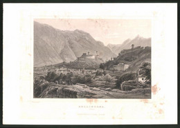 Stahlstich Bellinzona /Tessin, Ortspartie Mit Burganlagen, Stahlstich Von Tho. Heawood - Prenten & Gravure