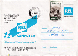 A9678- COMPUTERS GSM PRINTER REL ROMANIA COVER STATIONERY, USED STAMP ON COVER HUNEDOARA 1999 - Informatik