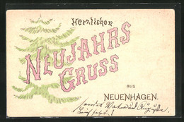 Präge-AK Neuenhagen, Neujahrsgruss Mit Tannenbaum - Neuenhagen B. Berlin