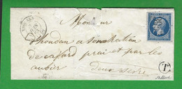 LETTRE FRANCE 1863 N° 14 Obl GC 3955 THOUARS Boite Rurale T Sans Correspondance - 1849-1876: Periodo Classico