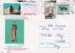 A9699-  LA JOURNEE INTERNATIONALE DES MUSEES, LA DEESE MINERVE,USED STAMPS ON COVER, 1999 ROMANIA COVER STATIONERY - Museums