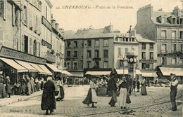 Cherbourg * Place De La Fontaine * Mercerie Bonneterie Modes * Buvette * Pharmacie * Commerces Magasins - Cherbourg