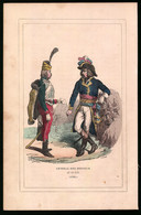 Holzstich General Der Republik Und Sein Guide 1795, Altkolorierter Holzstich Von Bellange Um 1843, 16 X 24cm - Dessins