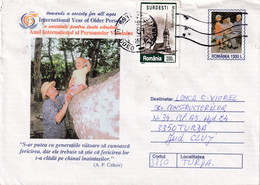 A9735- INTERNATIONAL YEAR OF OLDER PERSONS, GRANNY AND LITTLE GIRL,  1999 PITESTI ROMANIA COVER STATIONERY, USED STAMPS - Other & Unclassified