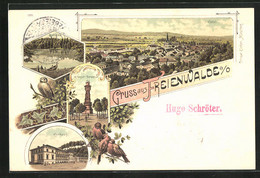 Lithographie Freienwalde /Oder, Kriegerdenkmal, Kurhaus, Eule - Bad Freienwalde