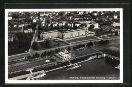 AK Mülheim, Wasserbahnhof Siedlung, Fliegeraufnahme - Muelheim A. D. Ruhr