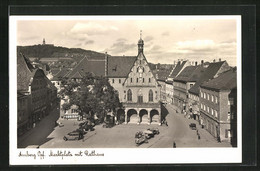 AK Amberg /Opf., Marktplatz Mit Rathaus Und Autos - Amberg