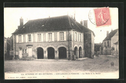 CPA Coulanges-la-Vineuse, La Halle Et La Mairie - Coulanges La Vineuse