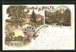 Lithographie Rotenkirchen B. Einbeck, Gasthof H. Nolte, Burg Grubenhagen - Einbeck