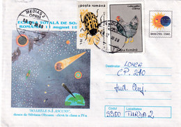 A9768- TOTAL SOLAR ECLIPSE ASTROLOGICAL PHENOMENON, MEDIAS 1999 USED STAMPS ON COVER, ROMANIA COVER STATIONERY - Astrology