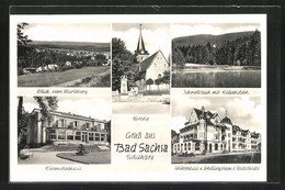 AK Bad Sachsa / Harz, Kurmittelhaus, Kirche, Schützenhaus, Schmelzteich - Bad Sachsa