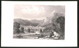 Stahlstich Melchthal, Totalansicht Mit Flusspartie Und Berggipfel, Stahlstich Um 1835 Von Henry Winkles, 22.5 X 14cm - Estampes & Gravures