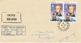 British Antarctic Territory (BAT) 1974 Signy Island South Orkneys Ca Signy 8 DE 74  Ca Rrs John Biscoe (52784) - Briefe U. Dokumente