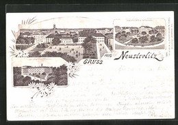 Lithographie Neustrelitz, Ortsansicht, Marktplatz Mit Rathaus - Neustrelitz