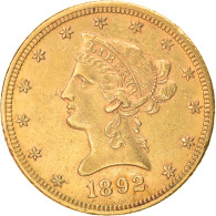 Monnaie, États-Unis, Coronet Head, $10, Eagle, 1892, U.S. Mint, Philadelphie - 10$ - Eagle - 1866-1907: Coronet Head