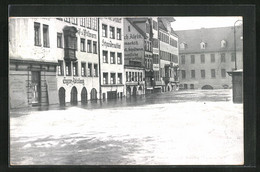 AK Nürnberg, Obstmarkt Mit Geschäften Bei Der Hochwasser-Katastrophe 1909 - Inondations