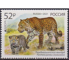 163. RUSSIA 2021 STAMP EUROPA, ENDANGERED ANIMAL, LEOPARD.MNH - Neufs