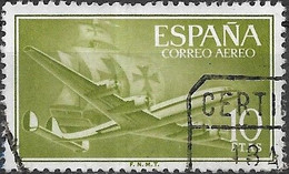 SPAIN 1955 Air. Lockheed L.1049 Super Constellation And Caravel - 10p - Green FU - Usati