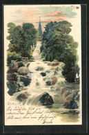 Lithographie Berlin-Kreuzberg, Victoria Wasserfall Im Victoria Park - Kreuzberg