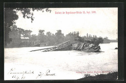 AK München-Bogenhausen, Einsturz Der Bogenhauser-Brücke 13. September 1899, Hochwasser - Inondations