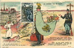 MILITAIRE CARTE SATIRIQUE GUILLAUME II  " Le Diner Du 15 Aout " - Characters