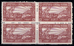 ROMANIA - CINDERELLA : EXPOZITIUNEA GENERALA  ROMÂNA / BUCURESTI 1906 - BLOC De 4 VIGNETE / MNH - 1906 - RRR ! (ah638) - Revenue Stamps
