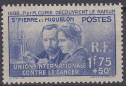 SAINT PIERRE & MIQUELON : CURIE N° 166 NEUF * GOMME INFIME TRACE DE CHARNIERE - Unused Stamps