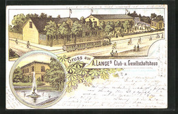 Lithographie Hamburg-Stellingen, Gasthaus A. Lange`s Club- U. Gesellschaftshaus - Stellingen